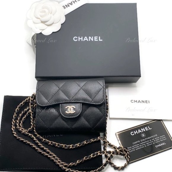 Authentic CHANEL Black Caviar Mini Clutch Wallet Crossbody Bag  GHW - Picture 3 of 12